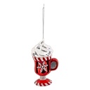 Sujet de Noël en Verre - Chocolat Chaud Frappé - Rouge - H12cm