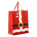 Sac Cadeau Imprimé de Noël - Taille Moyenne - Père Noël à Paillettes Rouge - L26,7xP13,7xH33cm