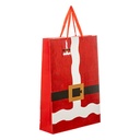 Sac Cadeau Imprimé de Noël - Grande Taille - Père Noël à Paillettes Rouge - L33xP10xH45,5cm
