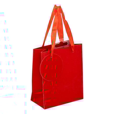 Sac Cadeau - Petite Taille - Paillettes Rouge - L11,5xP6xH14cm