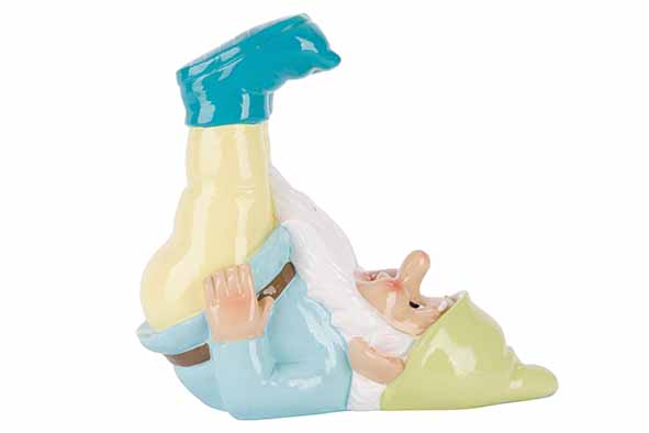 GNOME YOGA MULTICOLORE EN RÉSINE - 21X13XH19CM