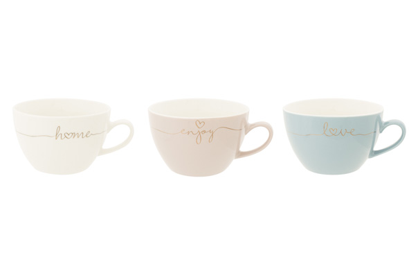 TASSE DE 44CL AVEC MOTIF "HOME-ENJOY-LOVE" - D11.5XH7.5CM