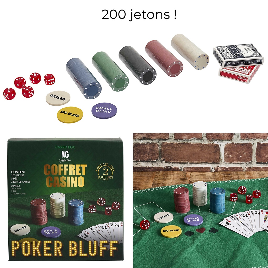 JEU DE CASINO - BOITE DE 200 JETONS