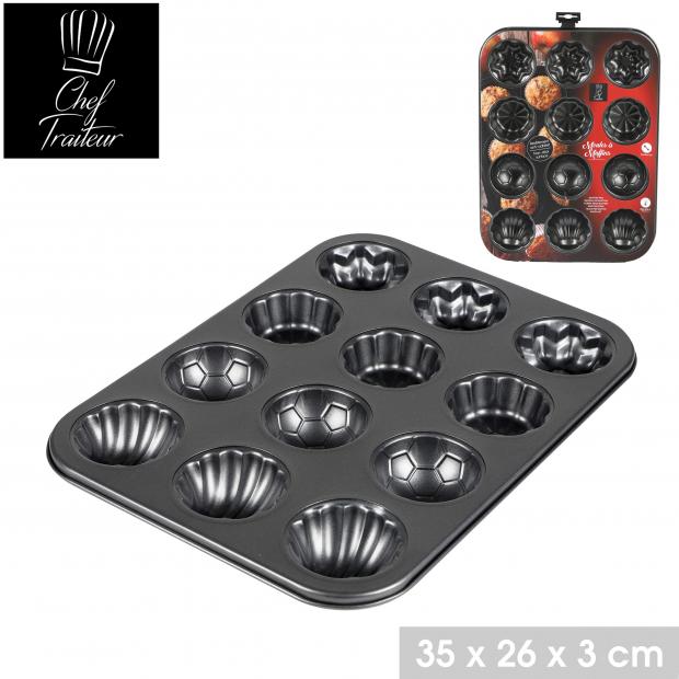 LE FOUR - MOULE À MUFFINS MIX 4 DESIGNS 12 EMPREINTES - 35X26XH3CM