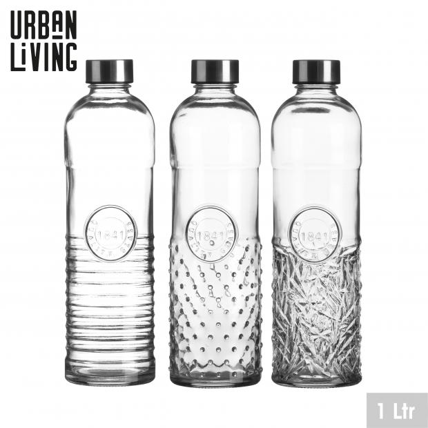 BOUTEILLE EN VERRE VINTAGE - 1  LITRE - 3 DESIGNS DISPONIBLES