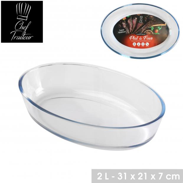 CHEF TRAITEUR - PLAT À FOUR EN VERRE BOROSILICATE OVAL - 31X21XH7CM
