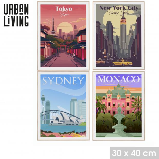 AFFICHE ENCADRÉE - FAMOUS PLACE - 30X40CM 4 DESIGNS DISPONIBLES