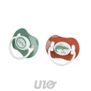 SET DE 2 TÉTINES EN SILICONE PHYSIOLOGIQUE +6MOIS CROCODILE SAVANE