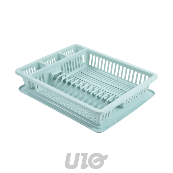 GRAND ÉGOUTTOIR AVEC PLATEAU PLASTIQUE 45,5*36*H7,5CM BLEU GIVRE
