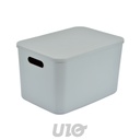 BOITE AVEC COUVERCLE PLASTIQUE 15,5L 35.5*25.5*H.23CM GRIS