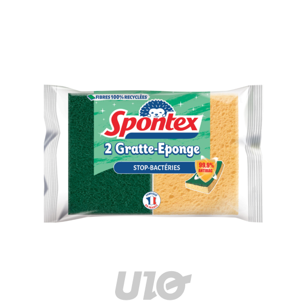 LOT DE 2 GRATTE-ÉPONGES STOP-BACTÉRIES SPONTEX
