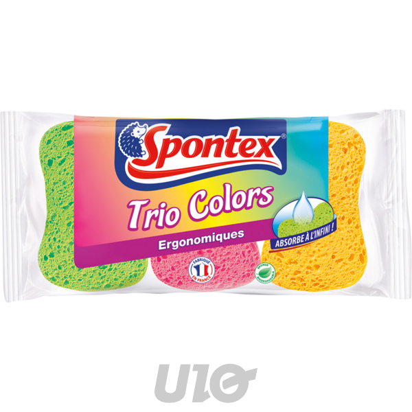 LOT DE 3 ÉPONGES 'TRIO COLORS' ERGONOMIQUES SPONTEX