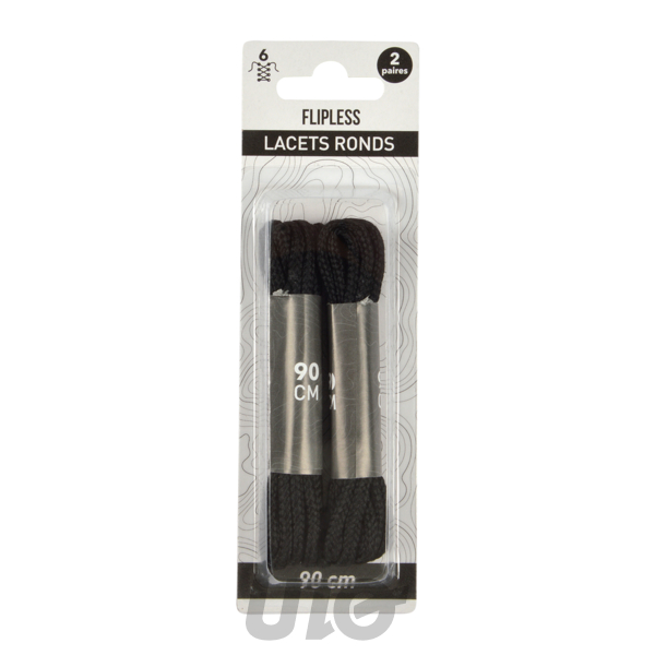 SET DE 2 PAIRES DE LACETS RONDS 90CM NOIR