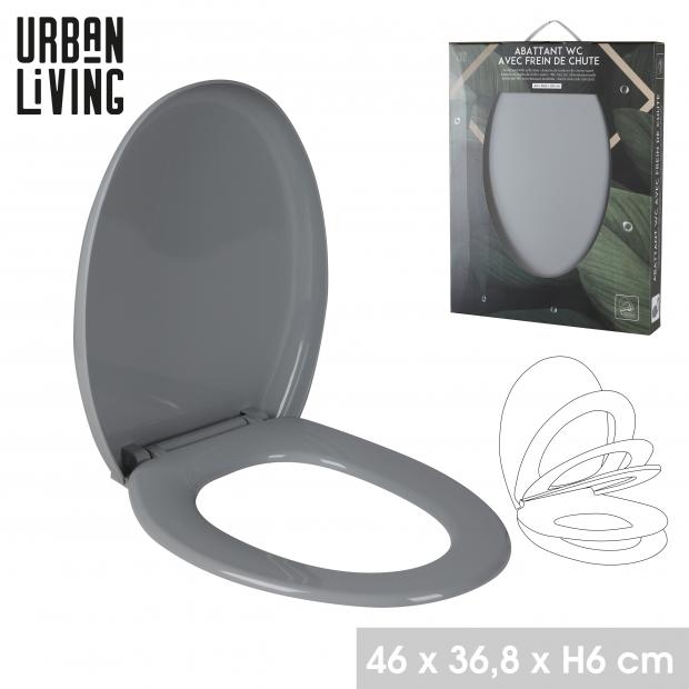 NOMAD GREY ABATTANT WC EN PLASTIQUE AVEC FREIN DE CHUTE 46X36,8XH6CM