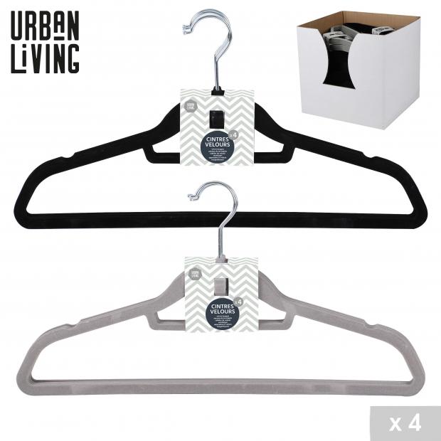 LE CINTRE - CINTRE FEUTRINE POUR VESTE - 4 PIÈCES - 2 COULEURS ASSORTIES GRIS ET NOIR