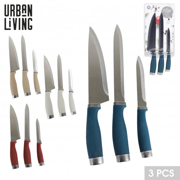 SONOMA SET DE 3 COUTEAUX DE CUISINE 38X16CM - 4 COULEURS ASSORTIES DISPONIBLES