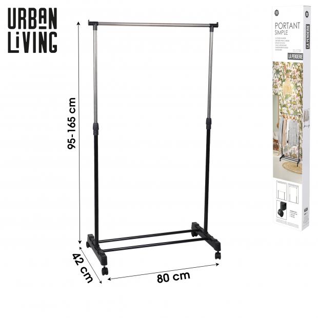 LA PENDERIE PORTANT MÉTAL SIMPLE NOIR 80X42XH95 À H165CM DIAM TUBE 25-22-19MM