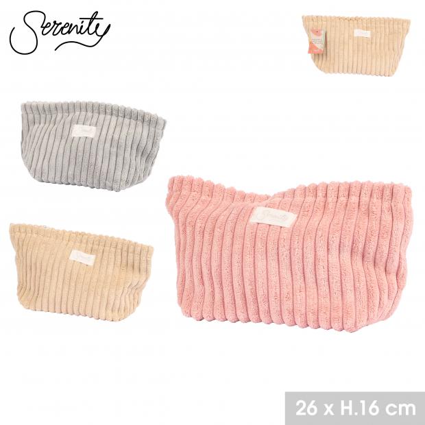 SERENITY TROUSSE À MAQUILLAGE EN VELOURS 26XH16CM - 3 COULEURS ASSORTIES