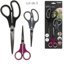 3 PAIRES DE CISEAUX 14/17/21CM