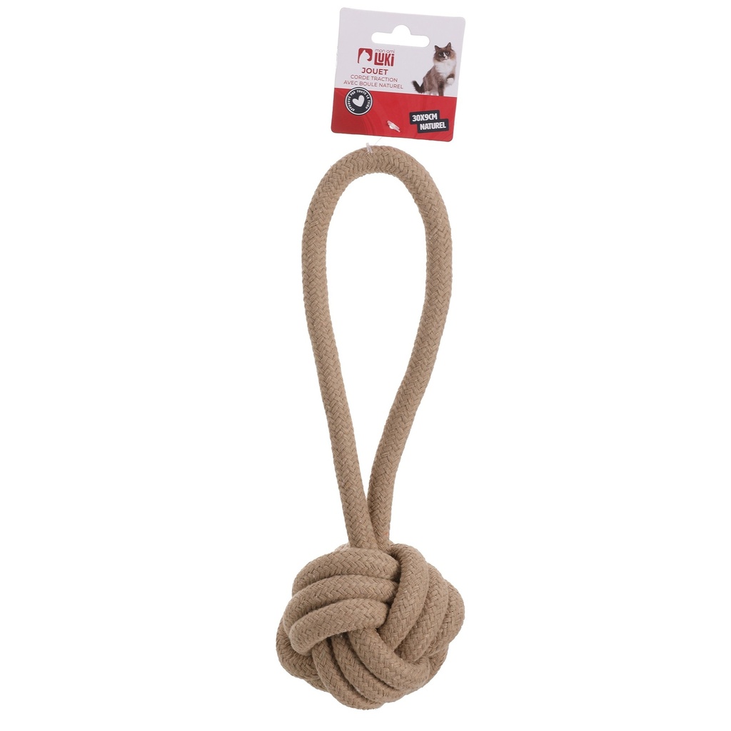 JOUET CORDE EN FORME DE NOEUD ECRU 30X9CM