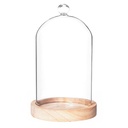 CLOCHE EN VERRE ET BOIS NATUREL - DARA - H19CM
