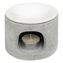 BRÛLEUR DE PARFUM OLIA - POT EN CIMENT & CÉRAMIQUE - D11X7CM