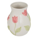 VASE EN CÉRAMIQUE - MOTIF TULIPE FLEUR DE ROSE - H21CM