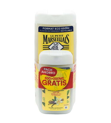 LE PETIT MARSEILAIS GEL DOUCHE ET BAIN 650 ML + 250 ML LAIT À LA VANILLE