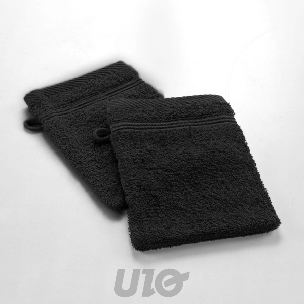 2 GANTS DE TOILETTE 15x21CM ÉPONGE UNIE TENDRESSE NOIR