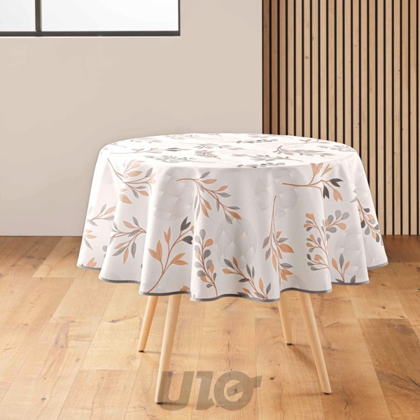 NAPPE RONDE DIAMÈTRE 180CM POLYESTER IMPRIMÉ MANOLA NATUREL