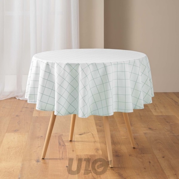 NAPPE RONDE DIAMÈTRE 180CM COTON ET POLYESTER TISSE AXEL SAUGE