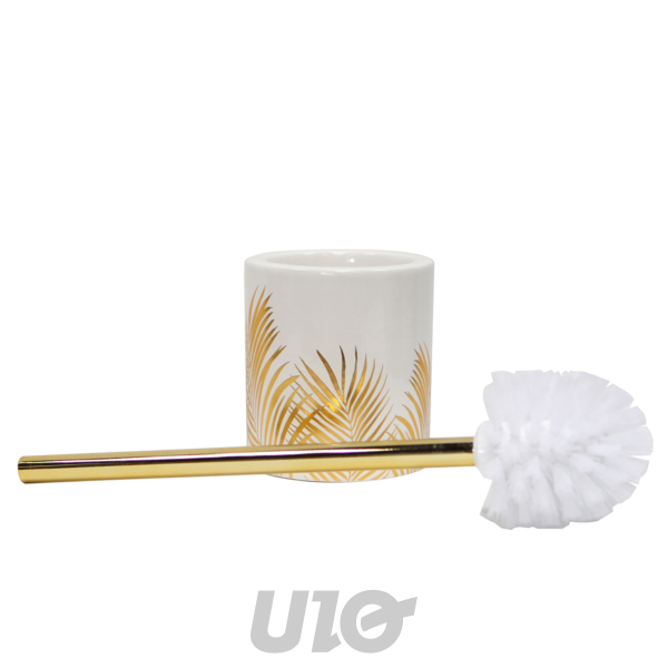 BROSSE WC 10.6x40CM CÉRAMIQUE IMPRIMÉE OR ORBELLA BLANC