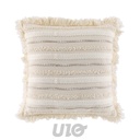 COUSSIN DÉHOUSSABLE À FRANGES 40x40CM COTON TISSÉ ATLAS NATUREL