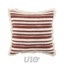 COUSSIN DÉHOUSSABLE À FRANGES 40x40CM COTON TISSÉ ATLAS TERRACOTTA