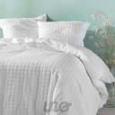 PARURE DE LIT DE 3 PIÈCES 240x220CM MICROFIBRE UNIE GAUFRÉE LITEA