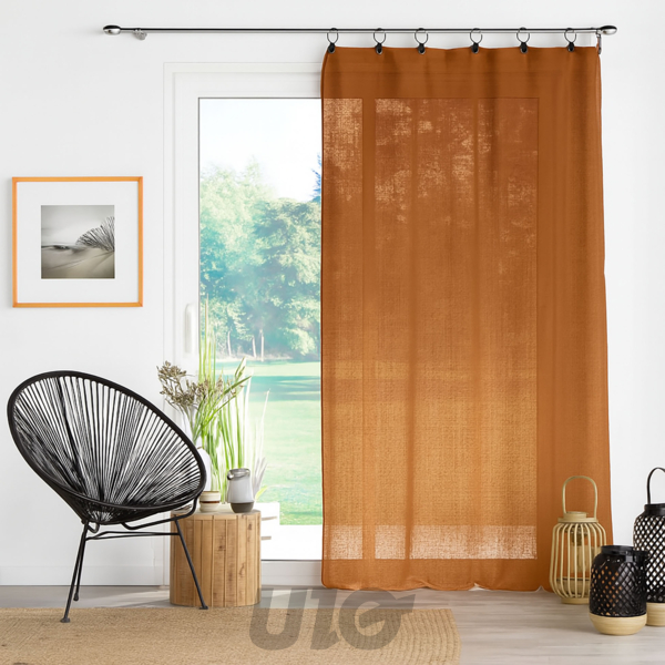 PANNEAU À ANNEAUX 140x240CM VOILE TISSE LINKA CAMEL