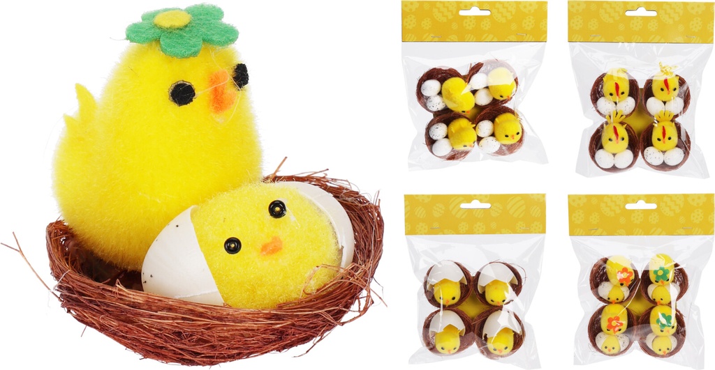 DÉCORATION POUSSIN & CHENILLE - 4 PIÈCES - 4 MODÈLES DISPONIBLES