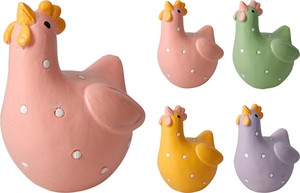 DÉCORATION POULE - 6X5X8CM - 4 MODÈLES DISPONIBLES