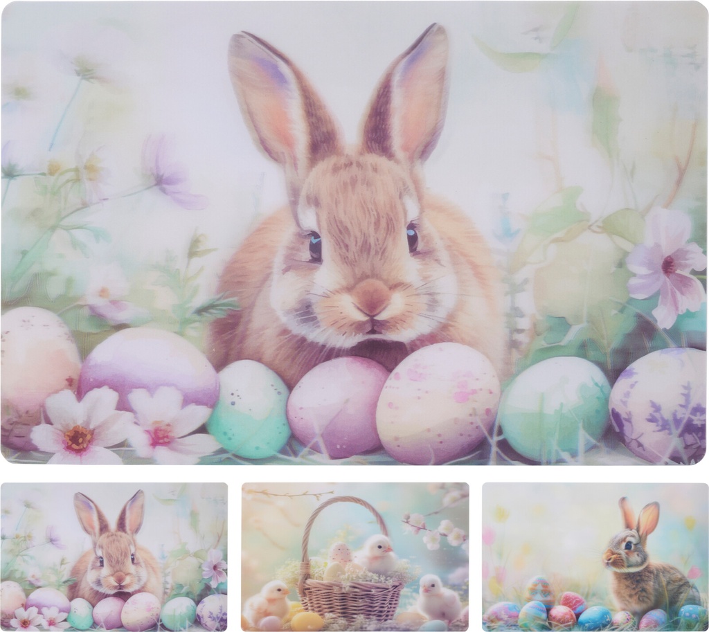 SET DE TABLE DE PÂQUES EN 3D - 42X28CM - 3 MODÈLES DISPONIBLES