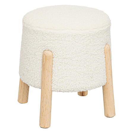 Atmosphera Tabouret d'appoint Inuit Bouclette Blanc