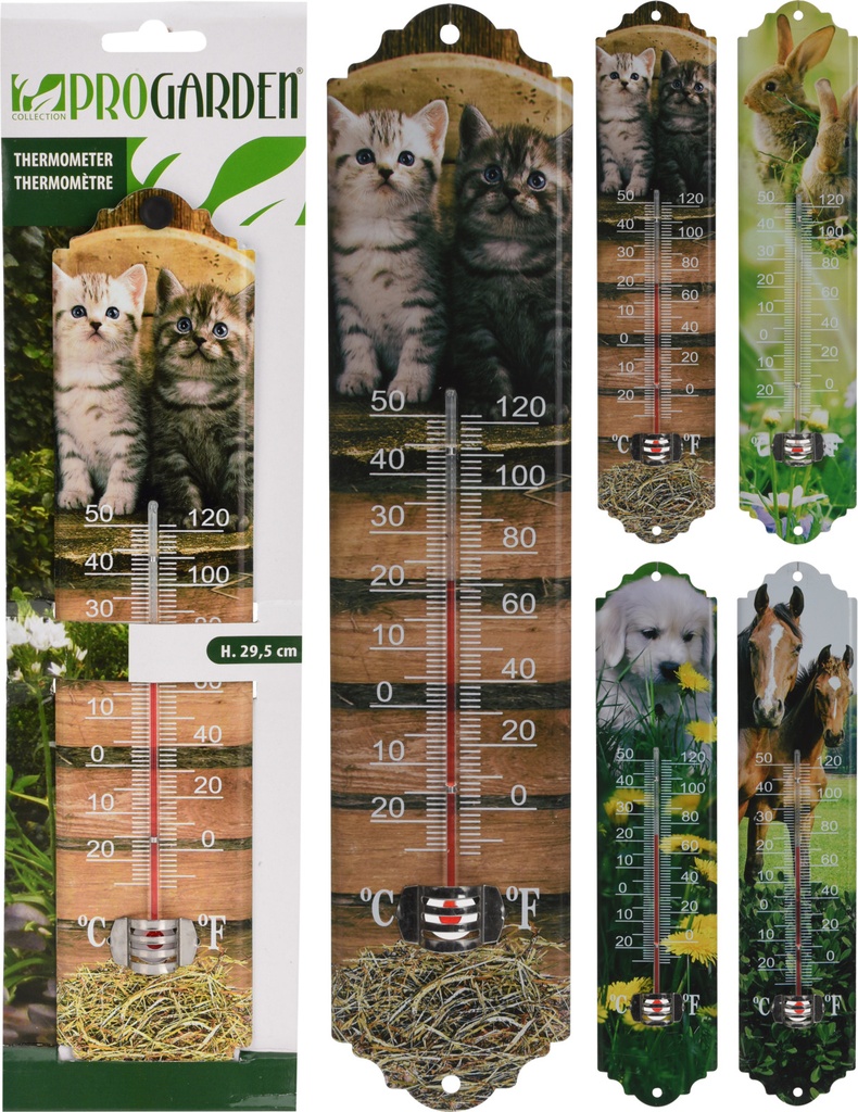 THERMOMÈTRE EN MÉTAL - 30X7CM - 3 MODÈLES DISPONIBLES