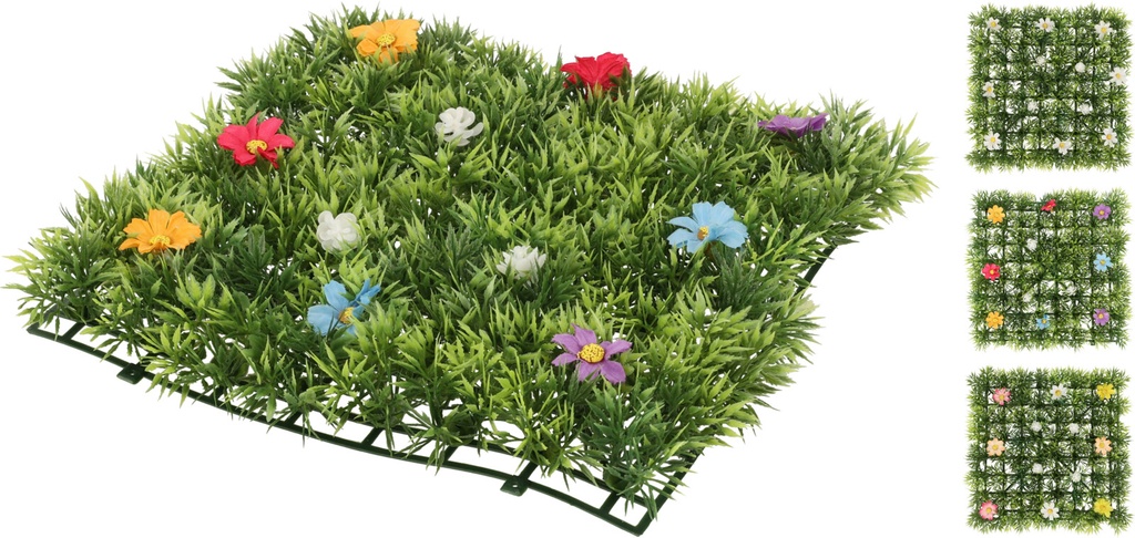 TAPIS D'HERBE DÉCORATIF AVEC FLEUR - 25X25CM - 3 MODÈLES DISPONIBLES