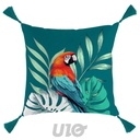 COUSSIN DÉHOUSSABLE POMPONS 40 x 40 CM COTON IMPRIMÉ SEYCHELLES