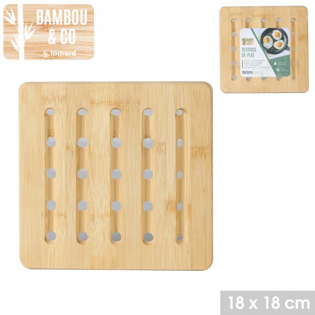 BAMBOU & CO - DESSOUS DE PLAT CARRÉ EN BAMBOU 18X18CM