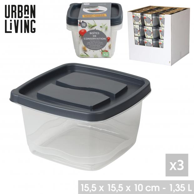 LIBERTY BOITES DE CONSERVATION CARRÉES - 3 PIÈCES - 1,35L MIDNIGHT BLUE