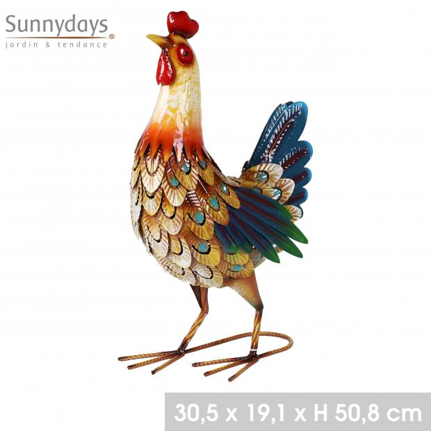 MON JARDIN - STATUETTE COQ EN MÉTAL - 31X19XH51CM