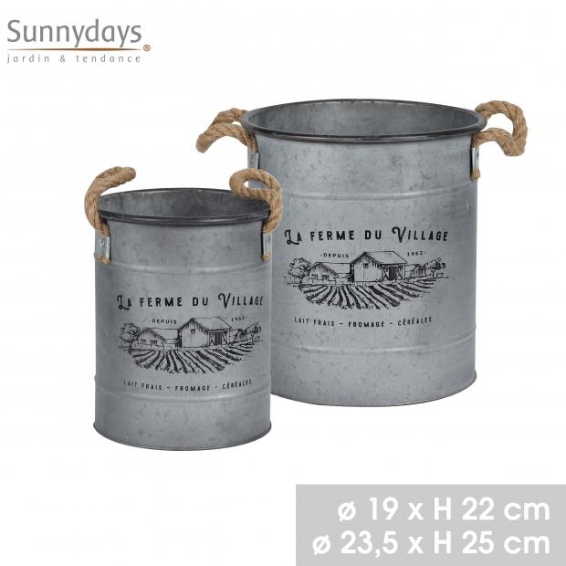 GARDEN METAL LA FERME DU VILLAGE POT A FLEURS DECORE H22CM