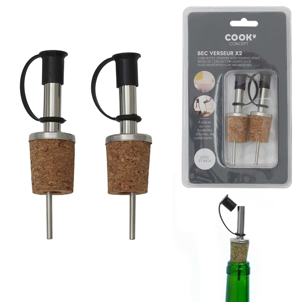 BOUCHON EN LIEGE AVEC BEC VERSEUR - 2 PIÈCES