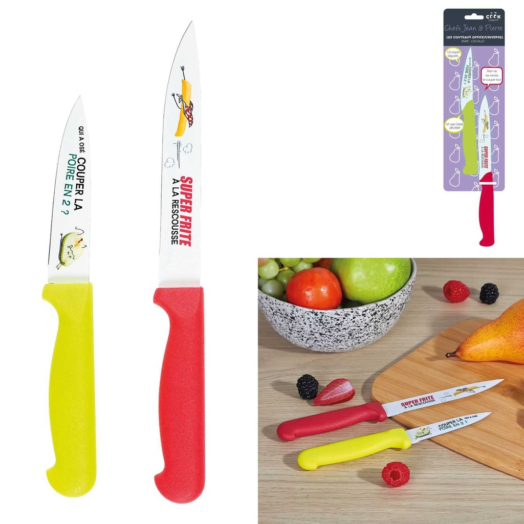 2 COUTEAUX OFFICE ET UNIVERSEL INOX LUDIQUE