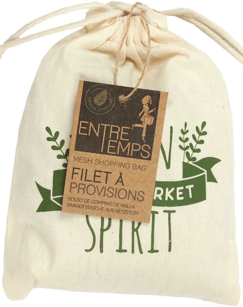 FILET À PROVISION AVEC POCHON COTON 36X35CM